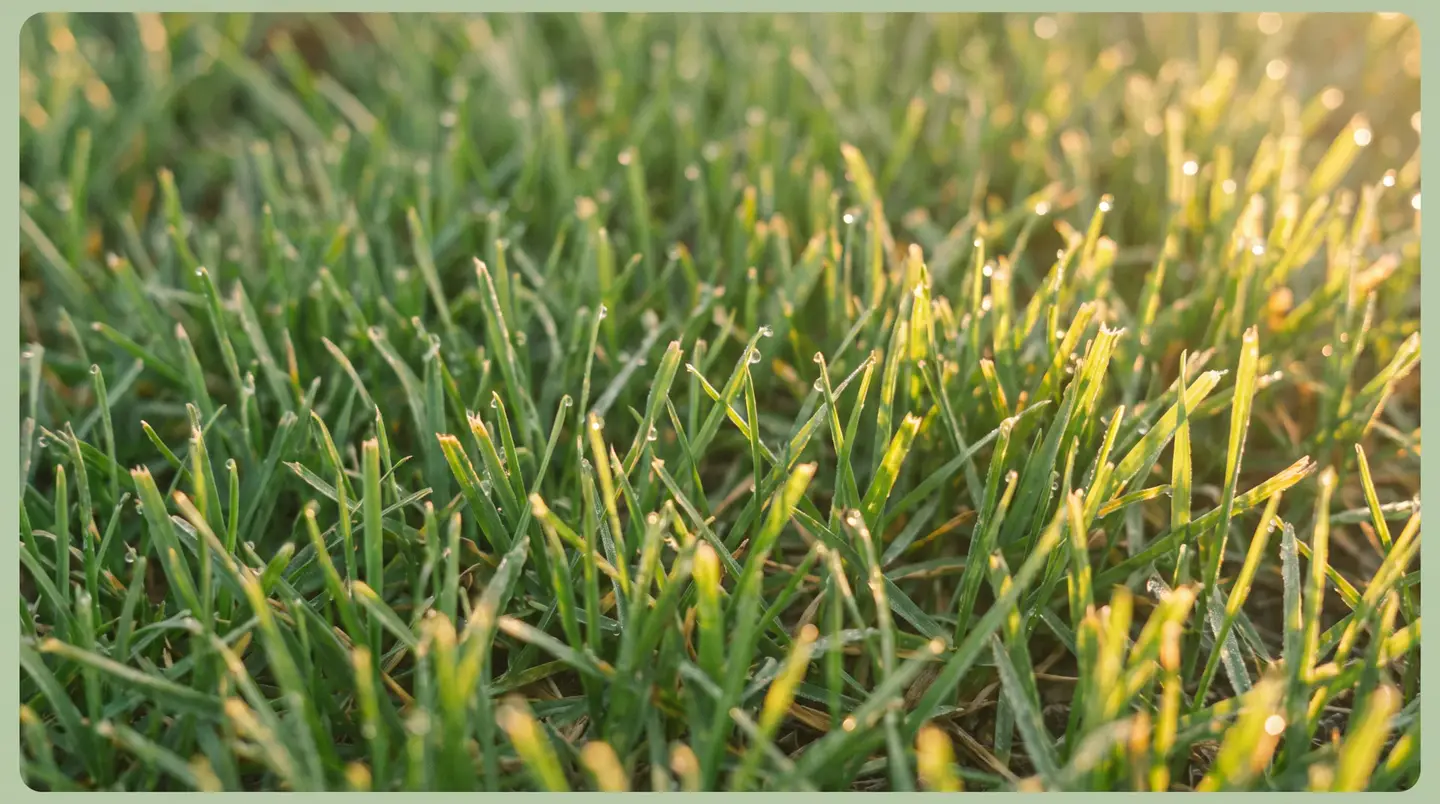 Macro of freshly cut grass tips catching the sun
