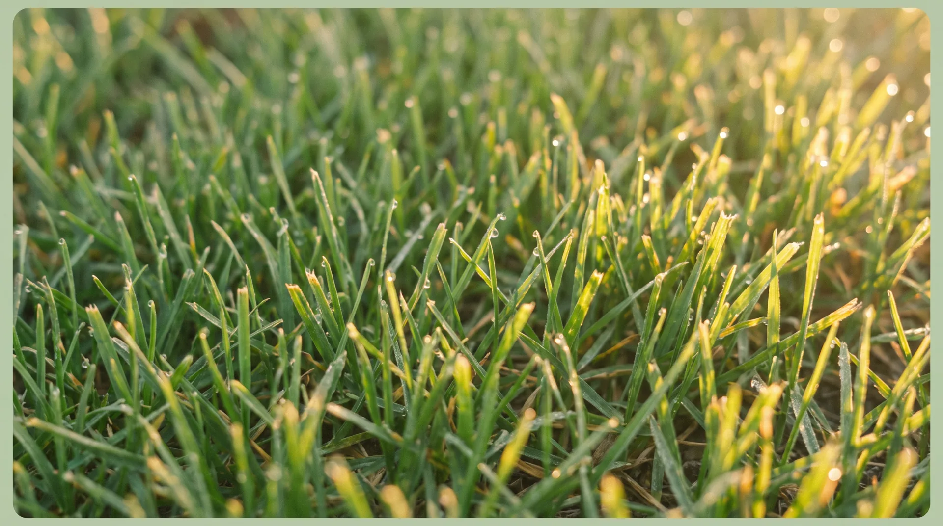 Macro of freshly cut grass tips catching the sun